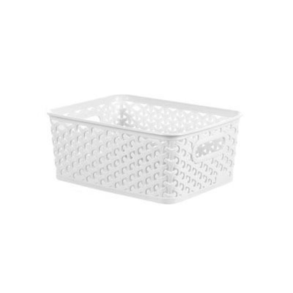 White weave plastic storage basket